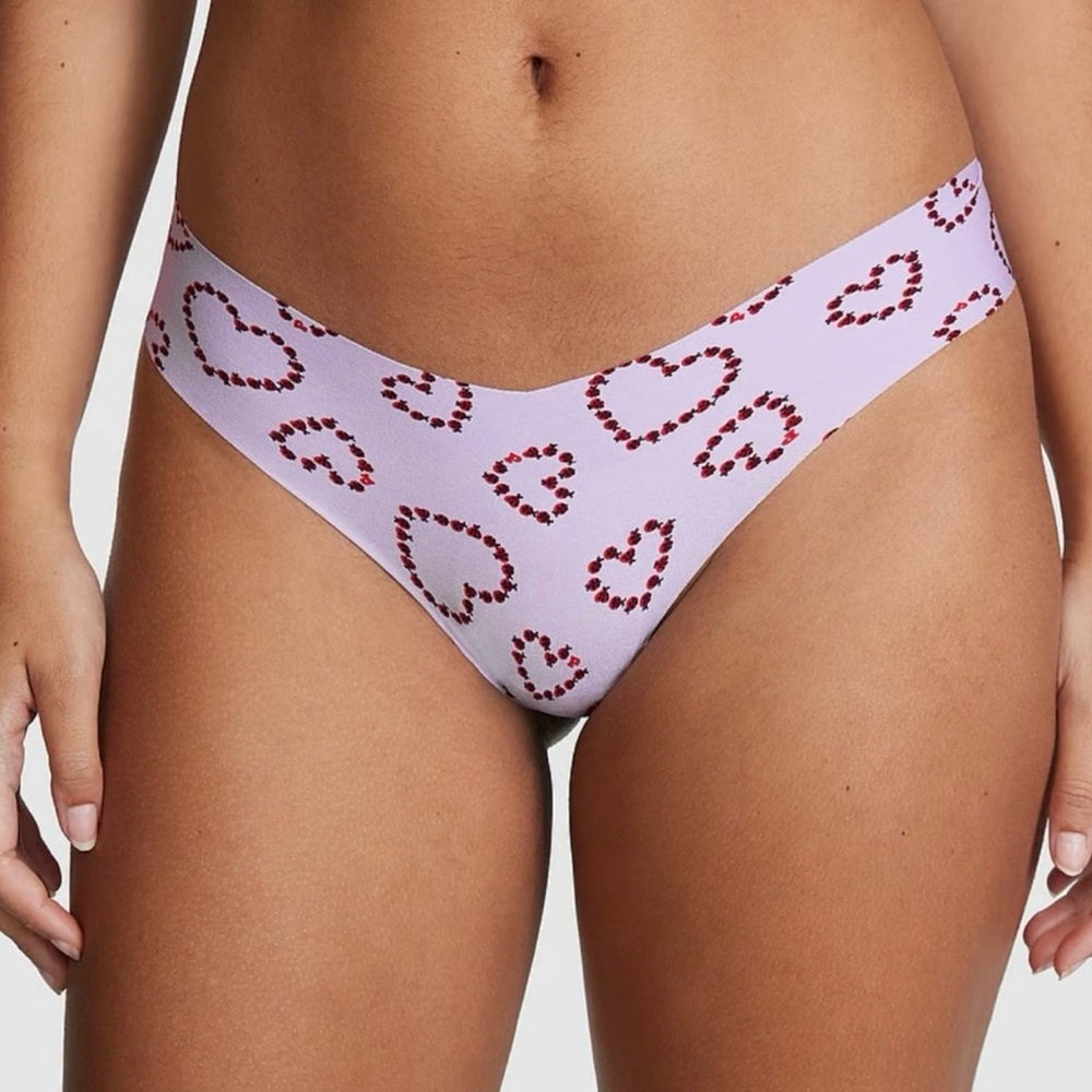 NWT PINK No-Show Thong Panty - Pastel Lilac Love Bug